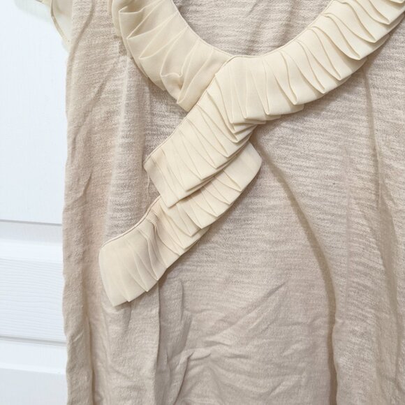 Women Deletta Anthropologie Ruffle Short Sleeve Blouse in Cream Size Large - Picture 3 of 6